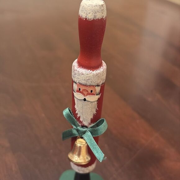 Festive hand painted Santa Rolling Pin Ornament - Picture 2 of 5